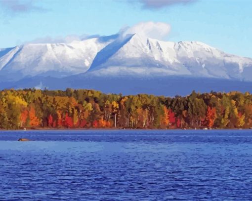 Mount Katahdin By Lake Diamond Painting