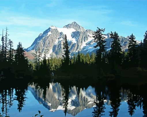 Mt Baker Lake Reflection Diamond Painting