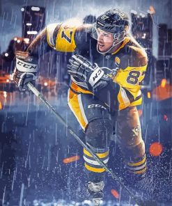 NHL Player Under Rain Diamond Painting