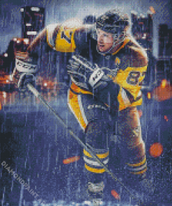 NHL Player Under Rain Diamond Painting