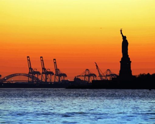 New York City Harbor Silhouette Diamond Painting