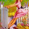 Pin Up Girl In Garden Diamond Painting