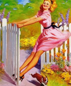 Pin Up Girl In Garden Diamond Painting