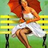 Pin Up Girl With Umbrella Diamond Painting