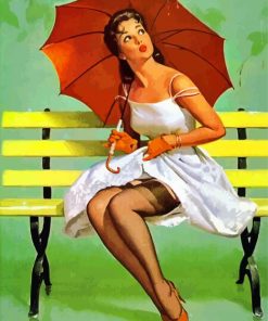 Pin Up Girl With Umbrella Diamond Painting