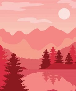 Pink Landscape Illustration Diamond painting