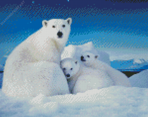 Polar Bear Cubs Diamond Painting