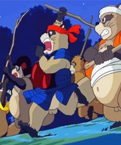 Pom Poko Characters Running Diamond Painting