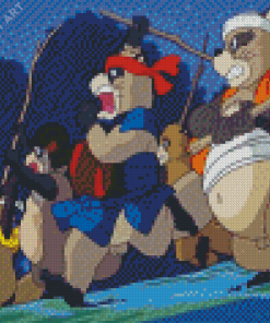 Pom Poko Characters Running Diamond Painting