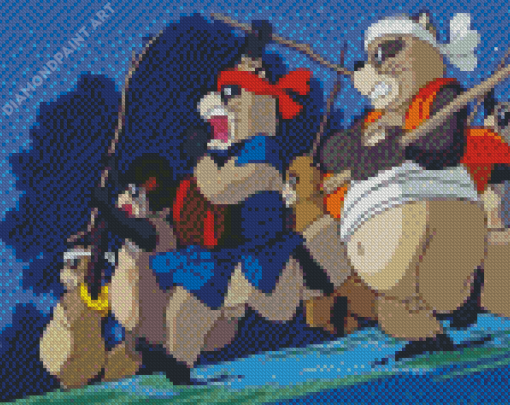 Pom Poko Characters Running Diamond Painting