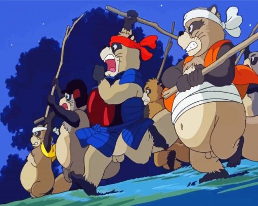 Pom Poko Characters Running Diamond Painting