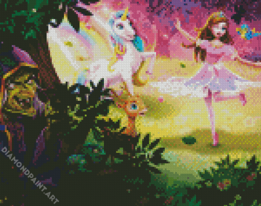 Princess And Unicorn Dancing Diamond Painting