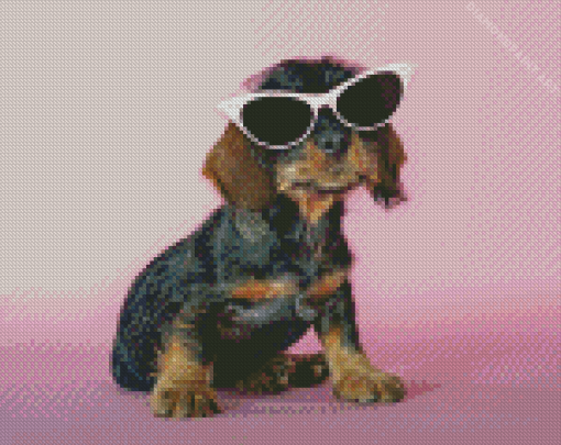 Puppy With Sunglasses Animal Diamond Painting