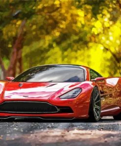 Red Aston Sport Car Diamond Painting