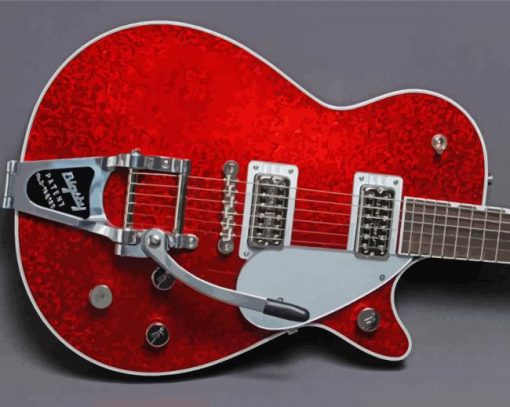 Red Gretch Guitar Diamond Painting