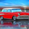 Red And White 57 Chevy Art Diamond Painting