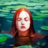 Red Hair Woman In Water Art Diamond Painting