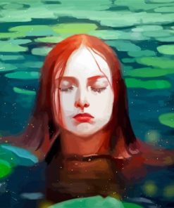 Red Hair Woman In Water Art Diamond Painting