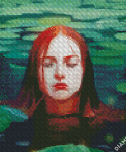 Red Hair Woman In Water Art Diamond Painting