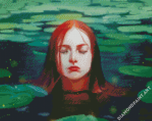 Red Hair Woman In Water Art Diamond Painting