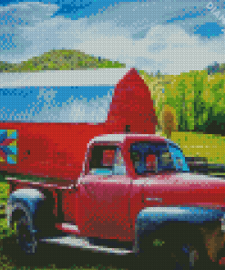 Red Truck And Barn Diamond Painting