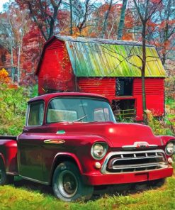 Red Truck Car And Barn Diamond Painting