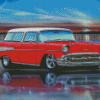 Red And White 57 Chevy Art Diamond Painting