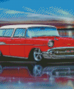 Red And White 57 Chevy Art Diamond Painting