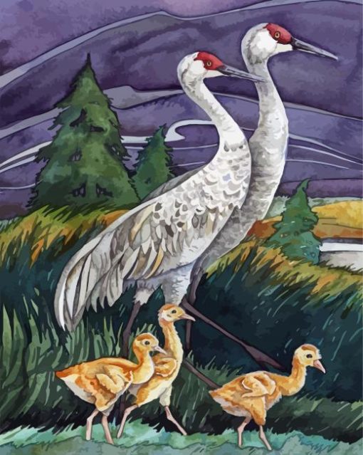 Sandhill Crane Family Art Diamond Painting