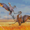 Sandhill Crane Fighting Diamond Painting