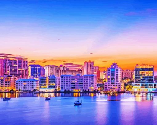 Sarasota Skyline Sunrise Time Diamond Painting