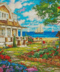 Sea Cottage Garden Diamond Painting