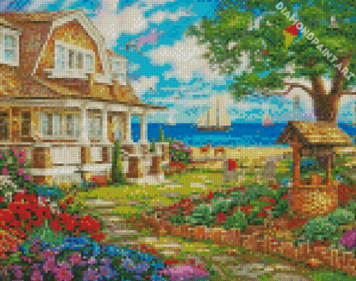 Sea Cottage Garden Diamond Painting