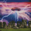 Stonehenge And Spaceship 5D Diamond Painting