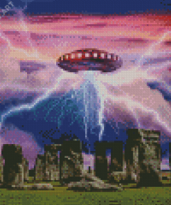 Stonehenge And Spaceship 5D Diamond Painting