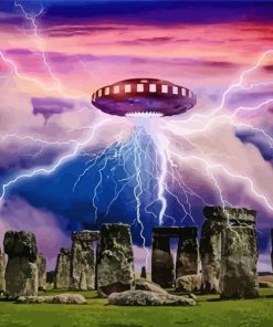 Stonehenge And Spaceship 5D Diamond Painting