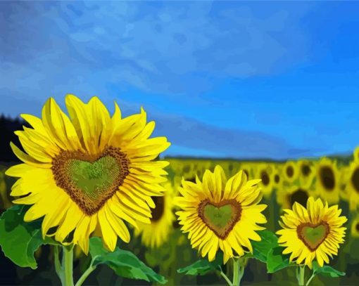 Sunflowers Heats Diamond Painting