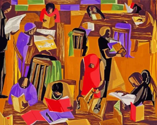 The Library By Jacob Lawrence Diamond Painting