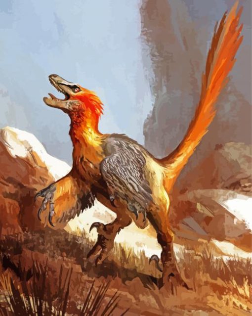 Velociraptor Illustration 5D Diamond Painting