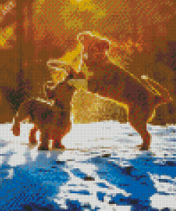 Wire Hair Puppies In Snow 5D Diamond Painting