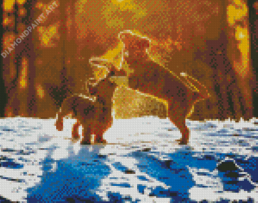 Wire Hair Puppies In Snow 5D Diamond Painting