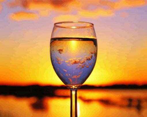 Wonderful Sunset Through Glass Diamond Painting