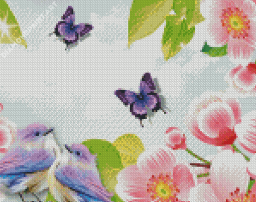 Aesthetic Birds Flowers Butterflies Diamond Painting