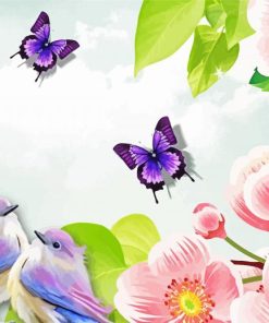 Aesthetic Birds Flowers Butterflies Diamond Painting