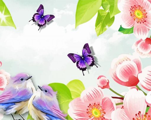 Aesthetic Birds Flowers Butterflies Diamond Painting