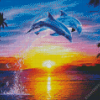 Aesthetic Dolphins At Sunset Diamond Painting