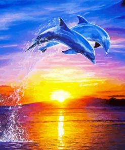 Aesthetic Dolphins At Sunset Diamond Painting