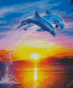 Aesthetic Dolphins At Sunset Diamond Painting