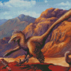 Aesthetic Velociraptor Illustration 5D Diamond Painting