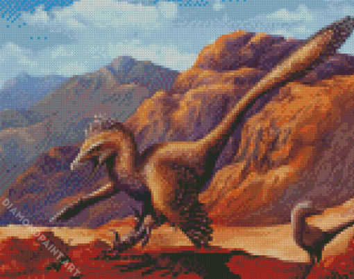 Aesthetic Velociraptor Illustration 5D Diamond Painting